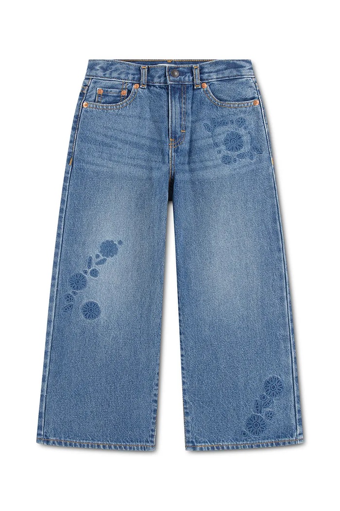 Levi's τζιν wide leg παιδικά EMBROIDERED HIGH RISE BAGG μπλε 4ER730