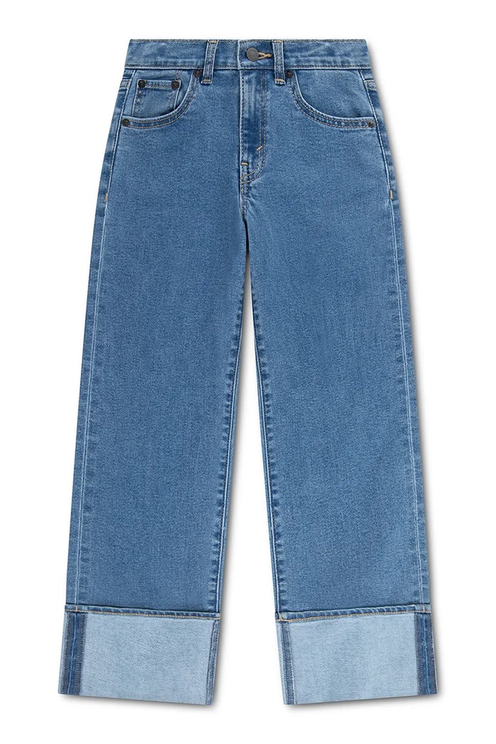 Levi's kavbojke s širokimi hlačnicami otroške WIDE LEG JEANS W/ROLL-CUFF 4ER361 modra AW26