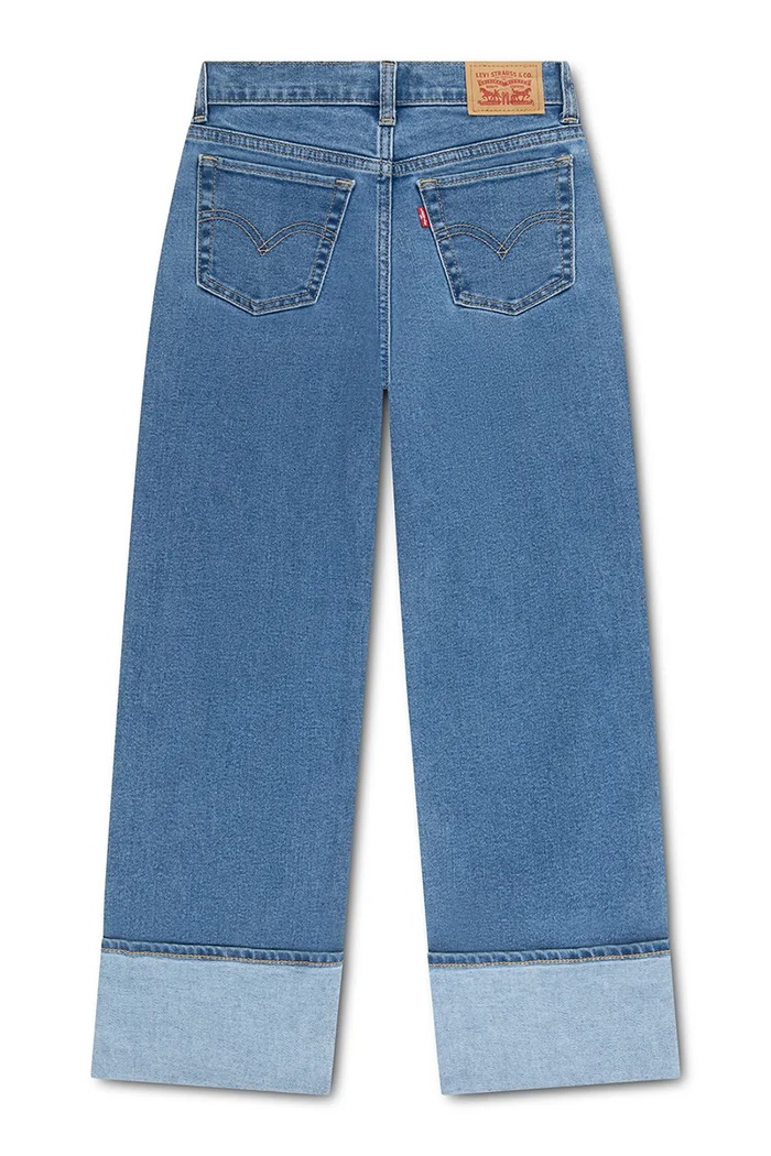 Deklice Levi's kavbojke s širokimi hlačnicami otroške WIDE LEG JEANS W/ROLL-CUFF 4ER361 modra