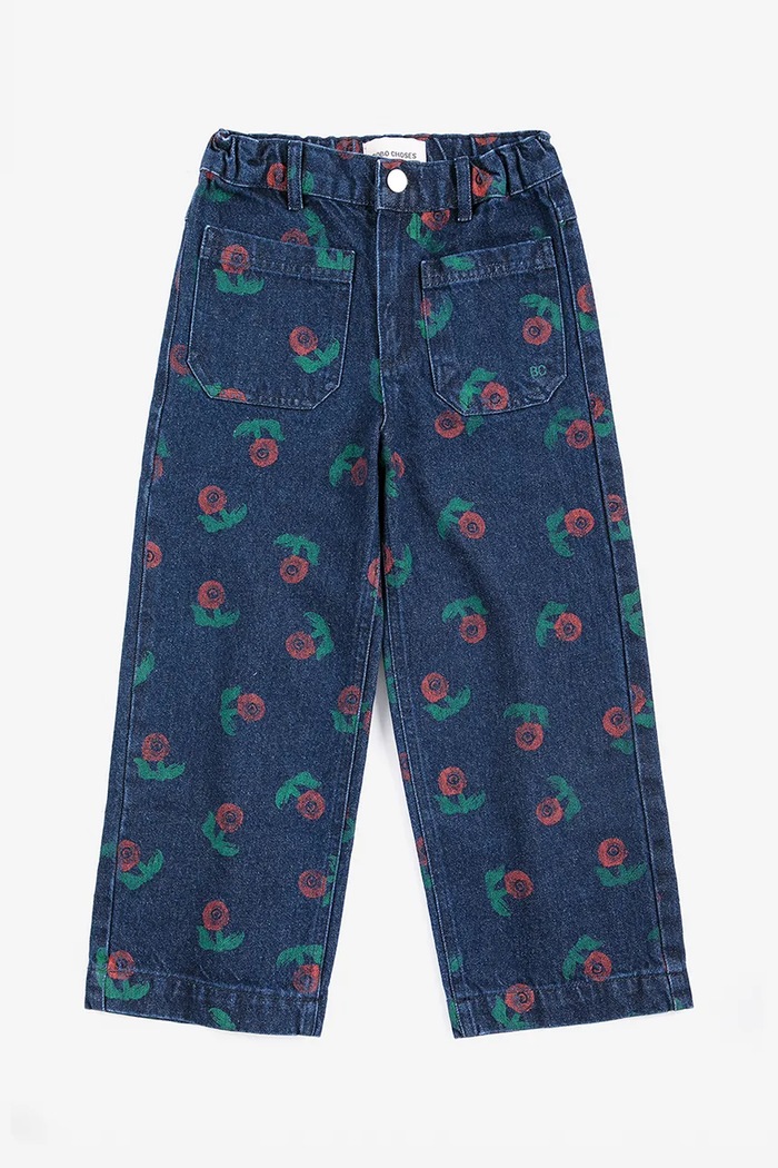 Bobo Choses Дънки straight за деца Stamp Bloom 226AC070 тъмносин AW26