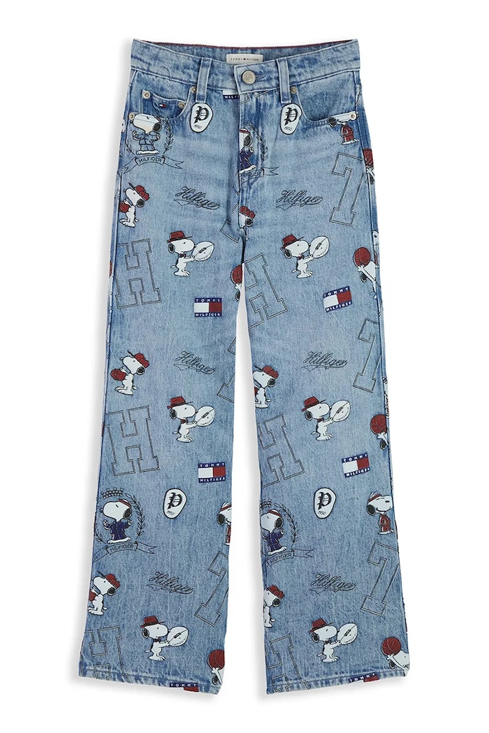 Tommy Hilfiger Jeansy wide leg dziecięce x Peanuts KG0KG09623.128.176.9BY2 niebieski AW26