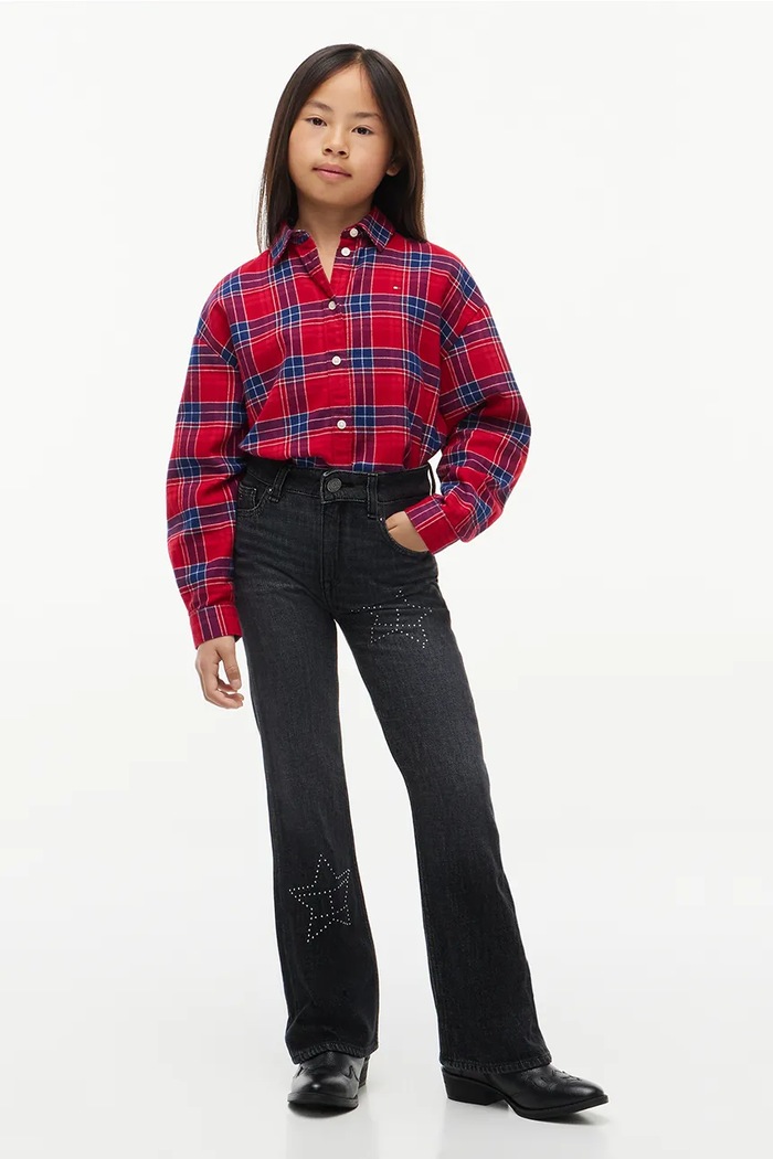 Jeansy flare dziecięce FLARE Tommy Hilfiger KG0KG09626.9BY2 czarny