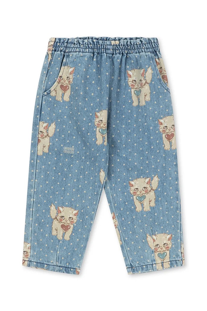 Konges Sløjd Jeansy mom fit dziecięce MAGOT FRILL PANTS GOTS KS106129.9BY2 niebieski AW26