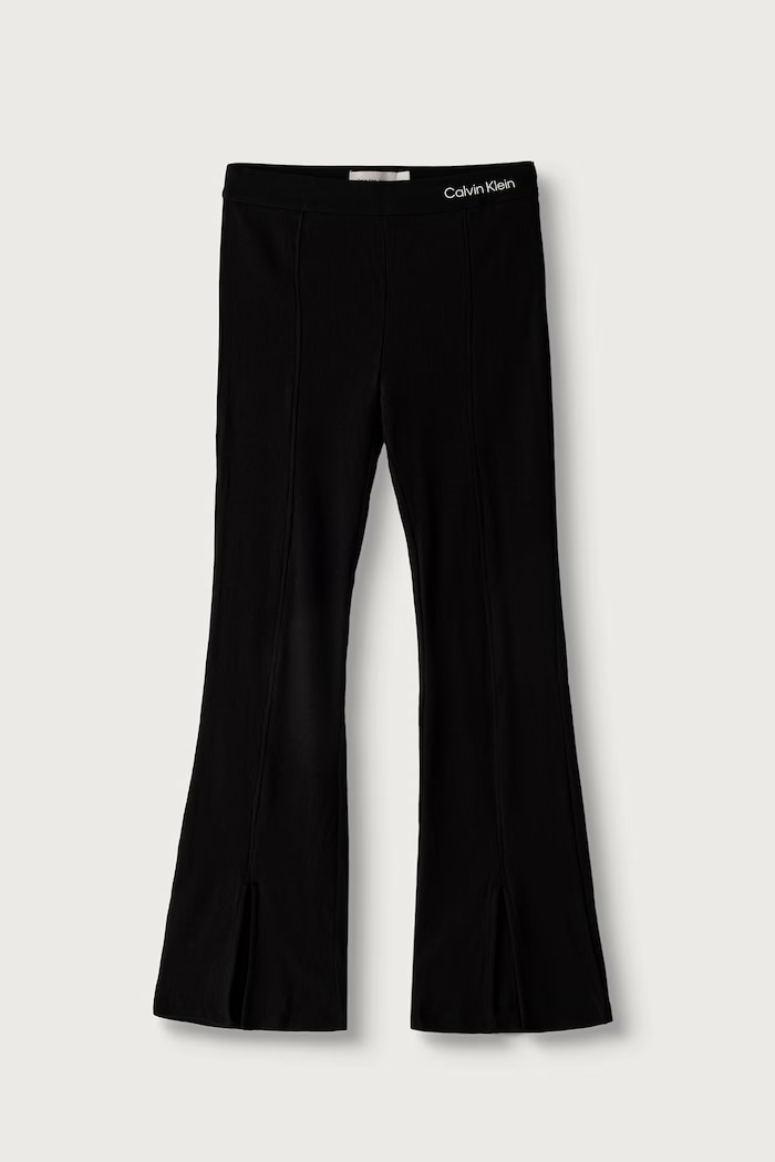 Calvin Klein Jeans Leggings gyerek pamuttal Flare fekete LVCKFJC14G.128.170.9BY2