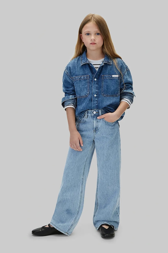 Dziewczynka Calvin Klein Jeans Jeansy wide leg dziecięce Wide leg LVCKFJC12G.9BY2 niebieski
