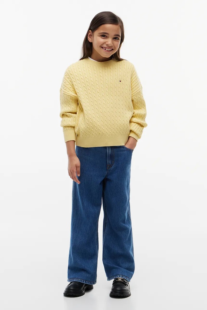 Dziewczynka Tommy Hilfiger jeansy wide leg dziecięce WIDE LEG KG0KG09421.104.122.9BY2 niebieski