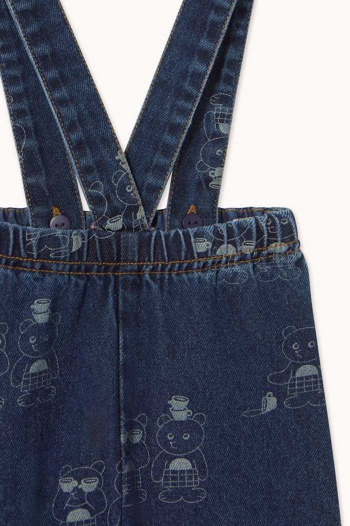 Chłopiec Tinycottons Ogrodniczki niemowlęce TINY TEA ROOM 2 BABY DENIM PANT AW26.196 granatowy