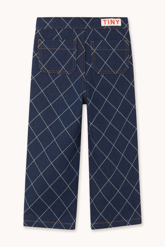 Chłopiec Tinycottons Jeansy straight dziecięce DIAMOND PATTERN FRINGE DENIM PANT AW26.193 granatowy