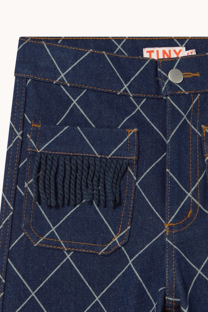 Jeansy straight dziecięce DIAMOND PATTERN FRINGE DENIM PANT Tinycottons AW26.193 granatowy