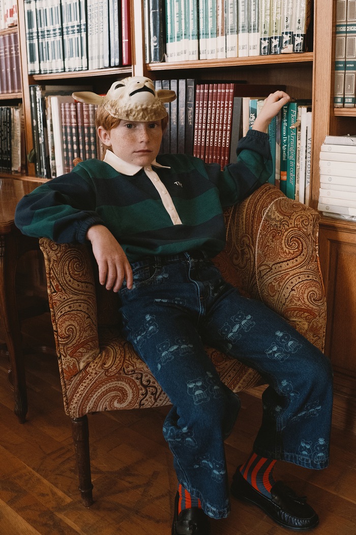 Tinycottons Jeansy straight dziecięce TINY TEA ROOM 2 STRAIGHT DENIM PANT granatowy AW26.195