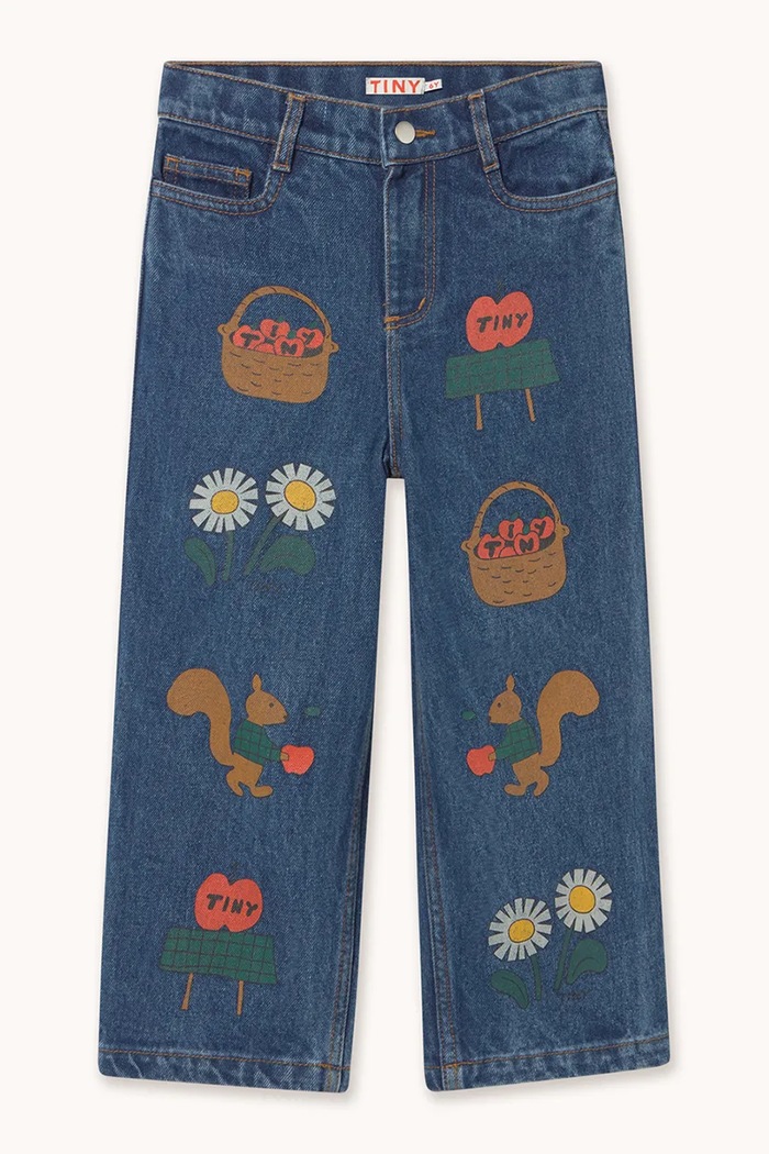 Tinycottons rovné džíny dětské TINY APPLES DENIM PANT AW26.185 modrá AW26
