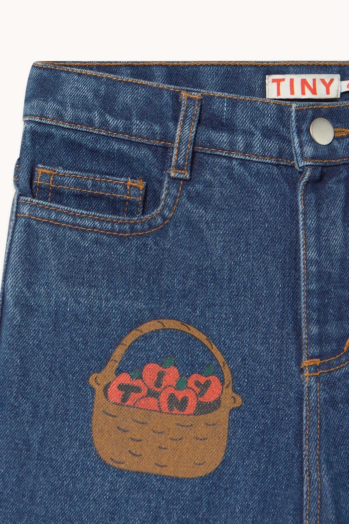 Tinycottons rovné džíny dětské TINY APPLES DENIM PANT modrá AW26.185