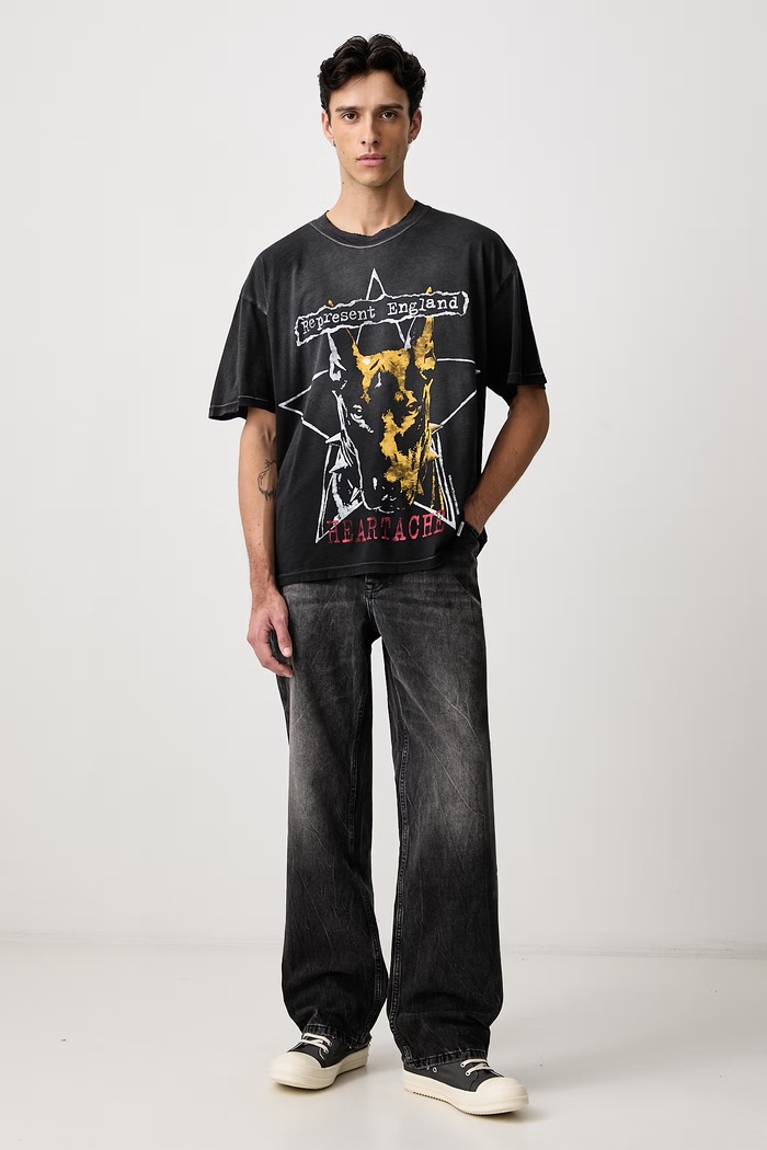 Represent Jeansy straight męskie MLM101097 szary AW26