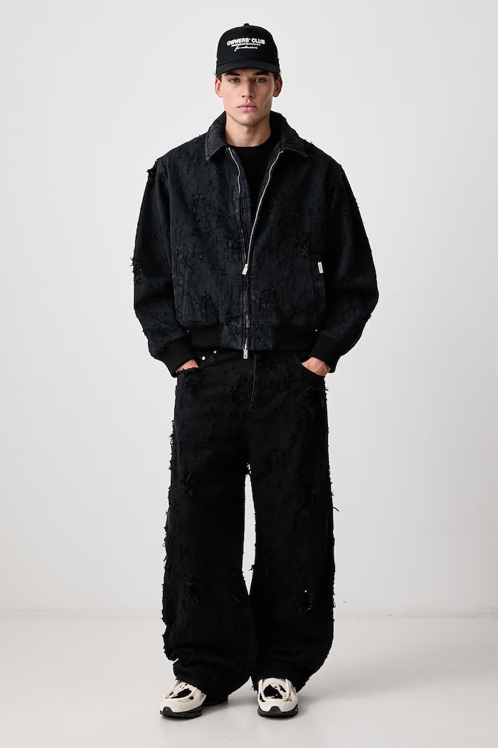 Represent Jeansy relaxed fit męskie MLM100971 czarny AW26
