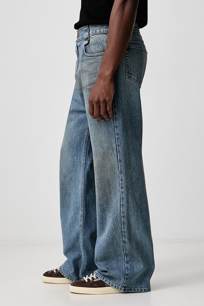 FLARED DENIM JEAN blugi straight pentru bărbați Willy Chavarria MMDPA002.043N albastru