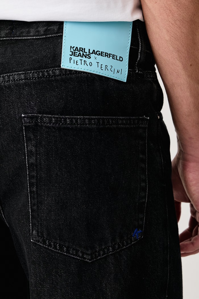 Relaxed fit traperice za muškarce x Pietro Terzini Karl Lagerfeld Jeans crna B4M10109