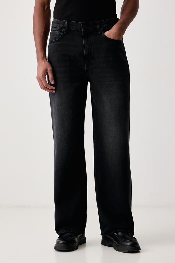 AllSaints Jeansy wide leg męskie LENNY czarny M022EF