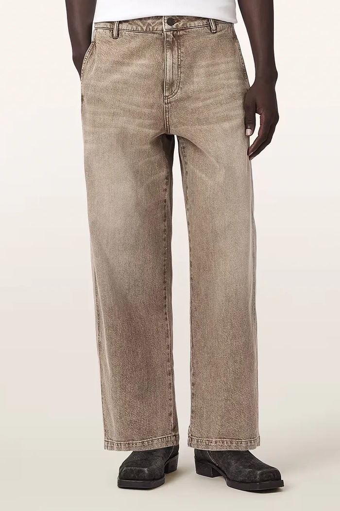 AllSaints jeansy barrel męskie RAAFI brązowy M024EF