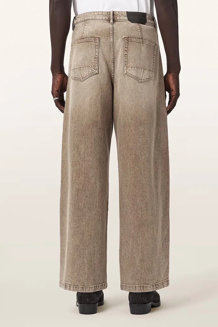 AllSaints jeansy barrel męskie RAAFI M024EF brązowy AW26