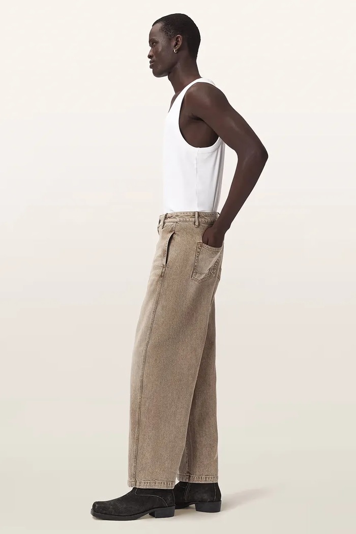 AllSaints jeansy barrel męskie RAAFI brązowy M024EF