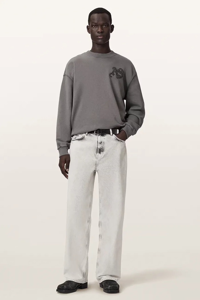 Odzież AllSaints Jeansy wide leg męskie LENNY M023EF szary
