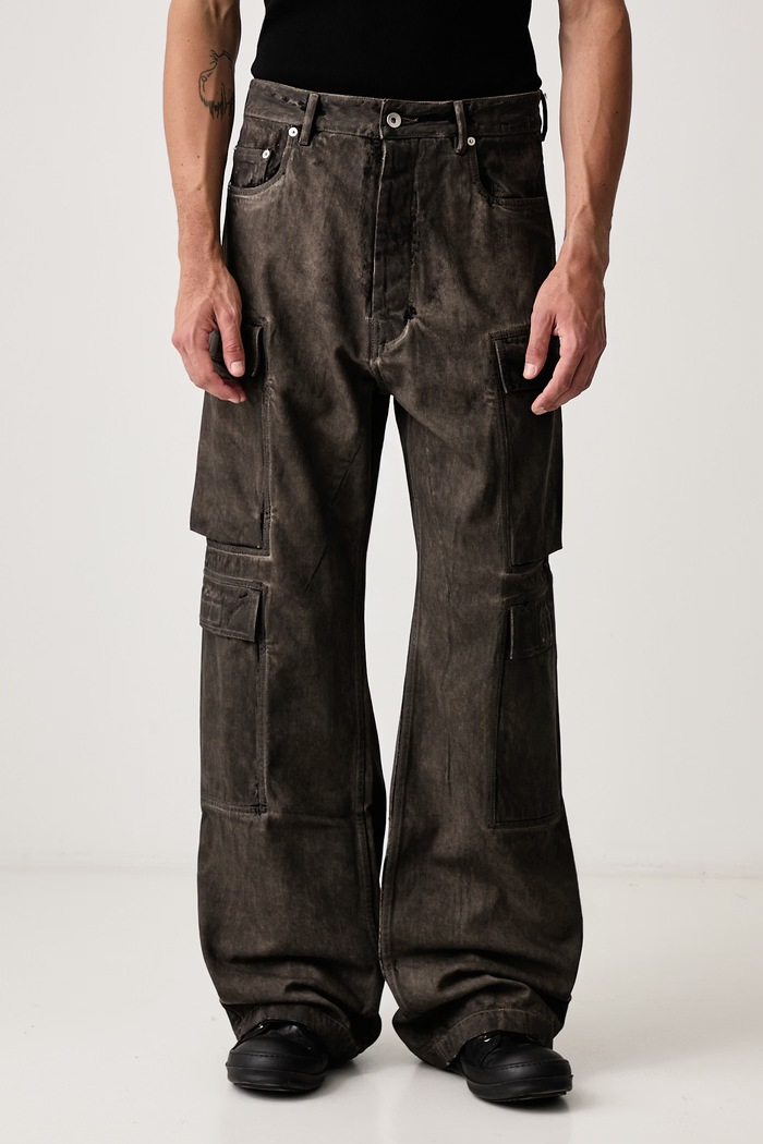 Rick Owens DRKSHDW Double Cargo rifle relaxed fit pánske sivá DU02F6361.DRK