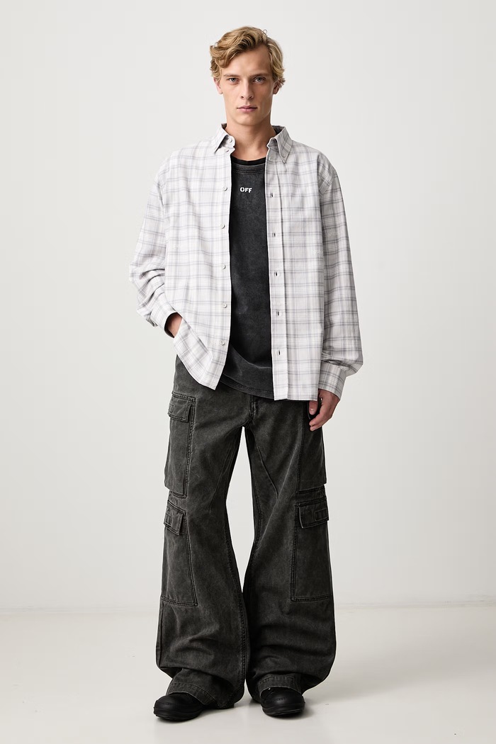 Rick Owens DRKSHDW Double Cargo blugi relaxed fit pentru bărbați DU02F6361.CVG gri AW26