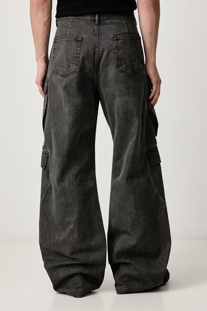 Îmbrăcăminte Rick Owens DRKSHDW Double Cargo blugi relaxed fit pentru bărbați DU02F6361.CVG gri