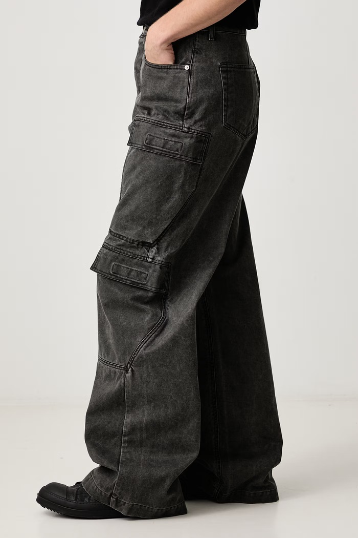 Double Cargo blugi relaxed fit pentru bărbați Rick Owens DRKSHDW DU02F6361.CVG gri