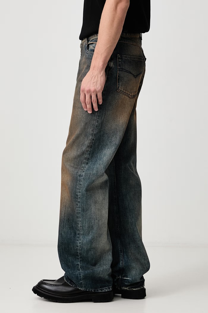 Graffiti Tribal jeansy regular męskie Vetements MH27DJ083DW niebieski