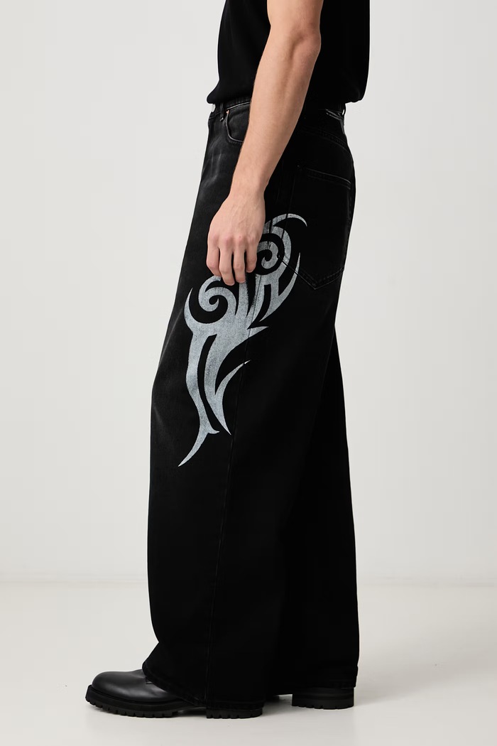 Graffiti Tribal джинси relaxed fit чоловічі Vetements MH27DJ090B чорний