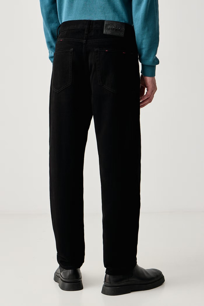 Ρούχα HUGO Τζιν relaxed fit ανδρικά HUGO 50568114 μαύρο