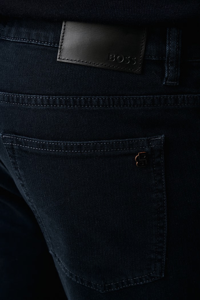 Jeansy slim fit męskie DELAWARE BO BOSS Orange 50570881 granatowy
