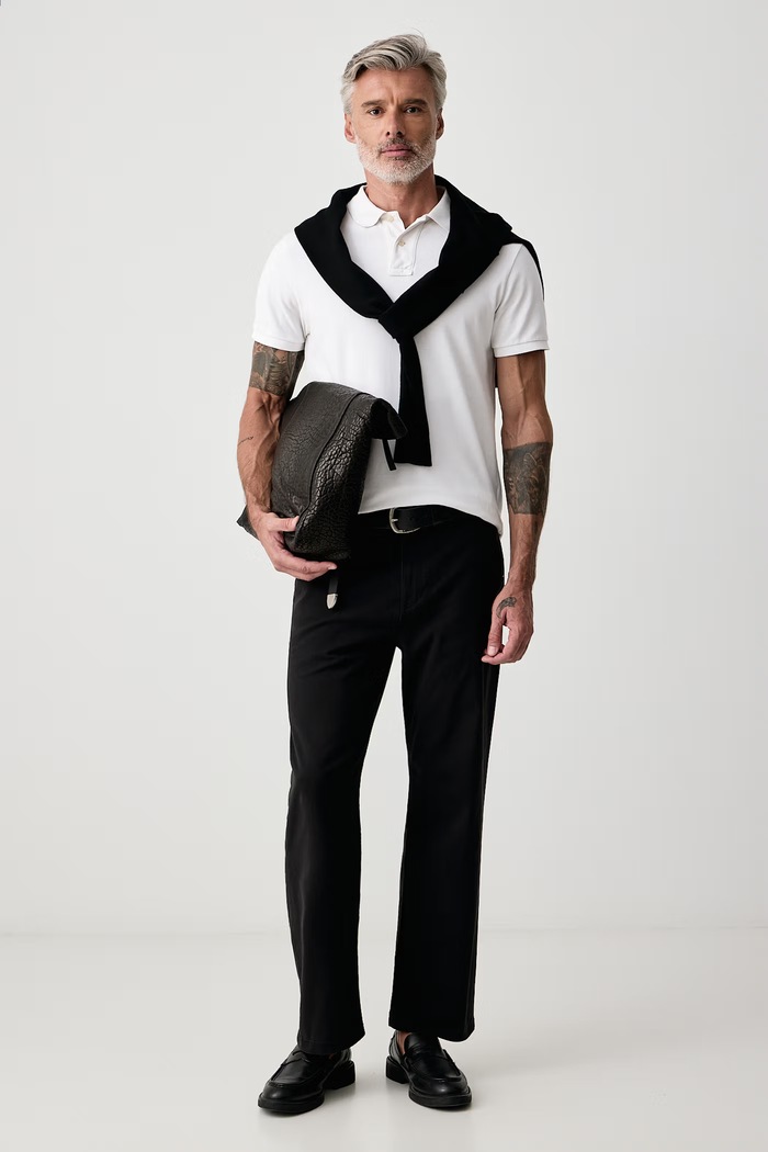 U.S. Polo Assn. Spodnie męskie bawełniane z elastanem RELAXED FIT CHINO MUP5479 czarny AW26