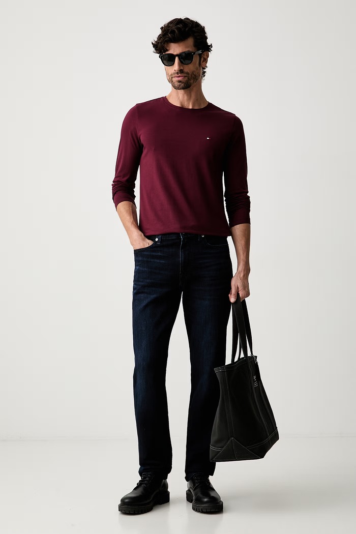 Tommy Hilfiger jeansy straight męskie MW0MW44924 granatowy AW26