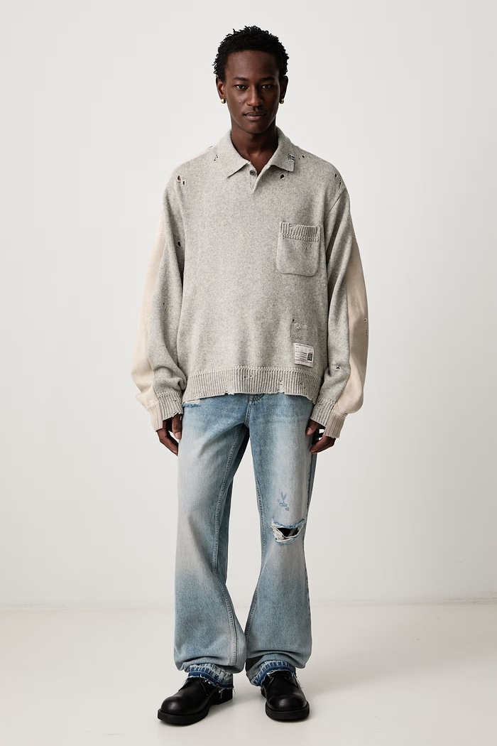 Represent Jeansy straight męskie MLM3573 niebieski AW26