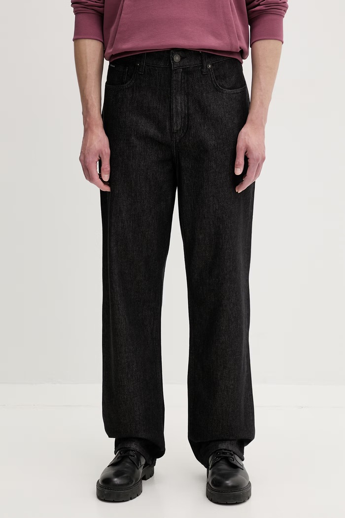 Guess Jeans kavbojke relaxed kroja moške črna M5YAB3.D6571