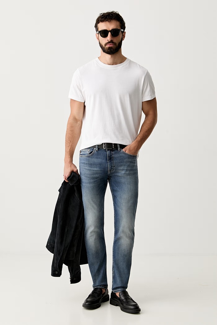 BOSS Orange jeansy slim fit męskie DELAWARE 50564539 niebieski AW26