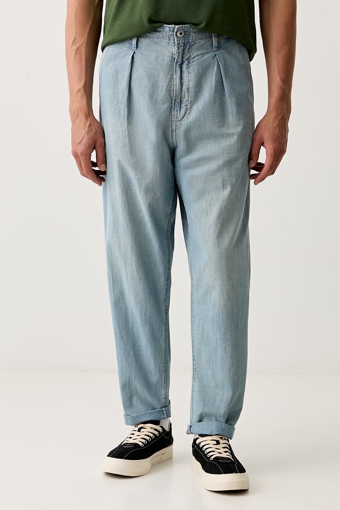 G-Star дънки relaxed fit мъжки Pleated Chino Denim Relaxed Tapered син D29381.E356