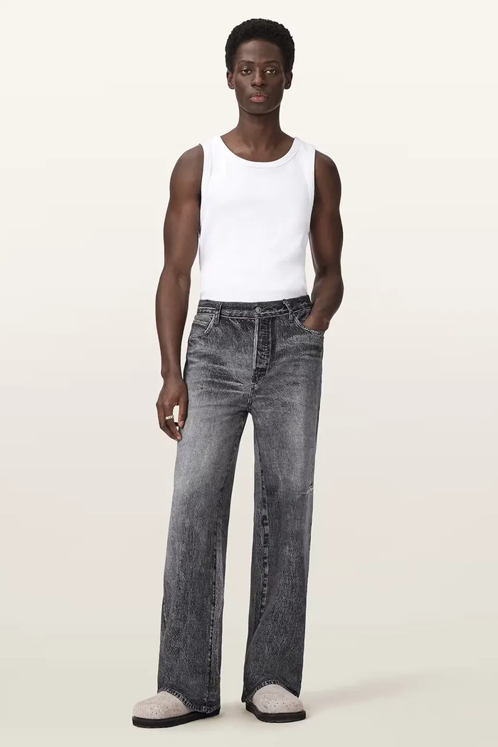 Îmbrăcăminte AllSaints blugi wide leg pentru bărbați LENNY M023EE gri
