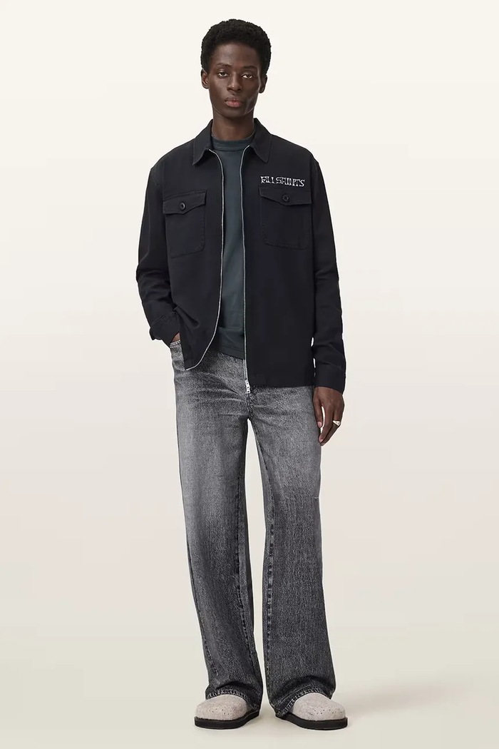 AllSaints blugi wide leg pentru bărbați LENNY gri M023EE
