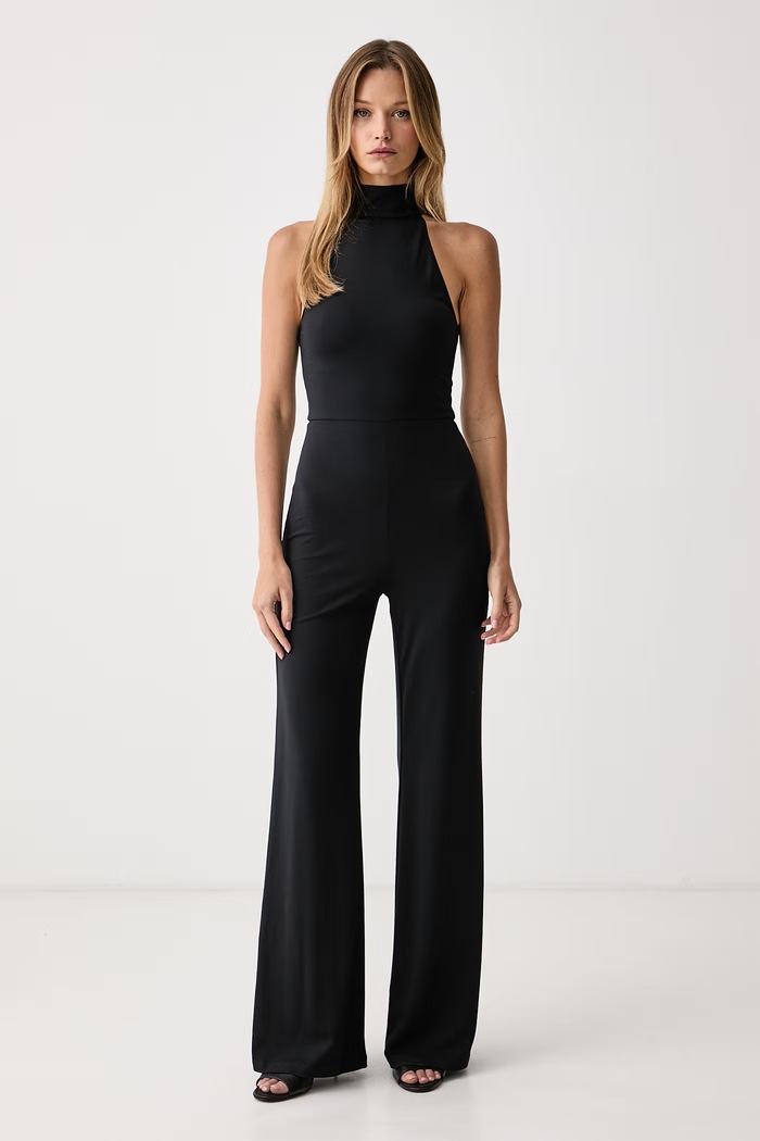 Le Privé Kombinezon damski z wiskozą MAELLE JUMPSUIT NOIR czarny LP00827