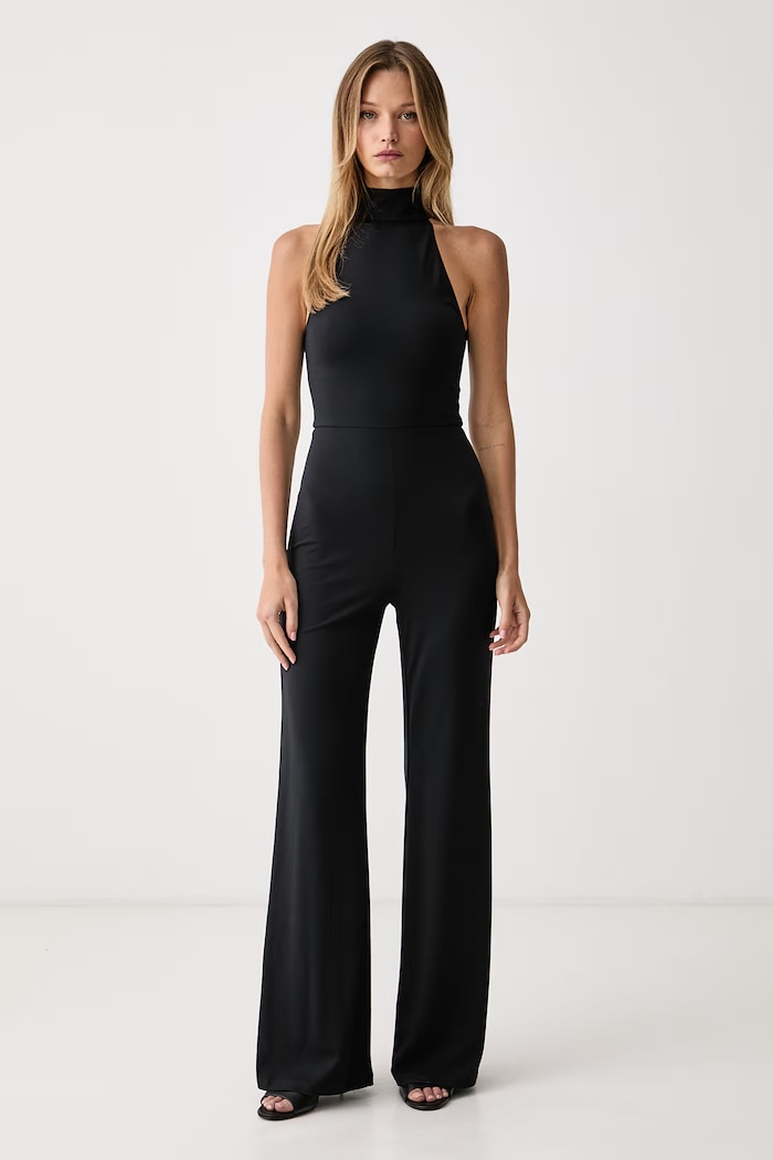 Le Privé Kombinezon damski z wiskozą MAELLE JUMPSUIT NOIR czarny LP00827