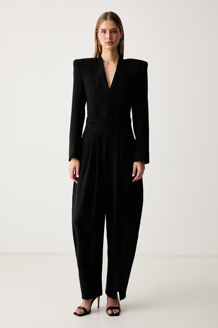 Karl Lagerfeld Гащеризон дамски от вълна черен B4W13050