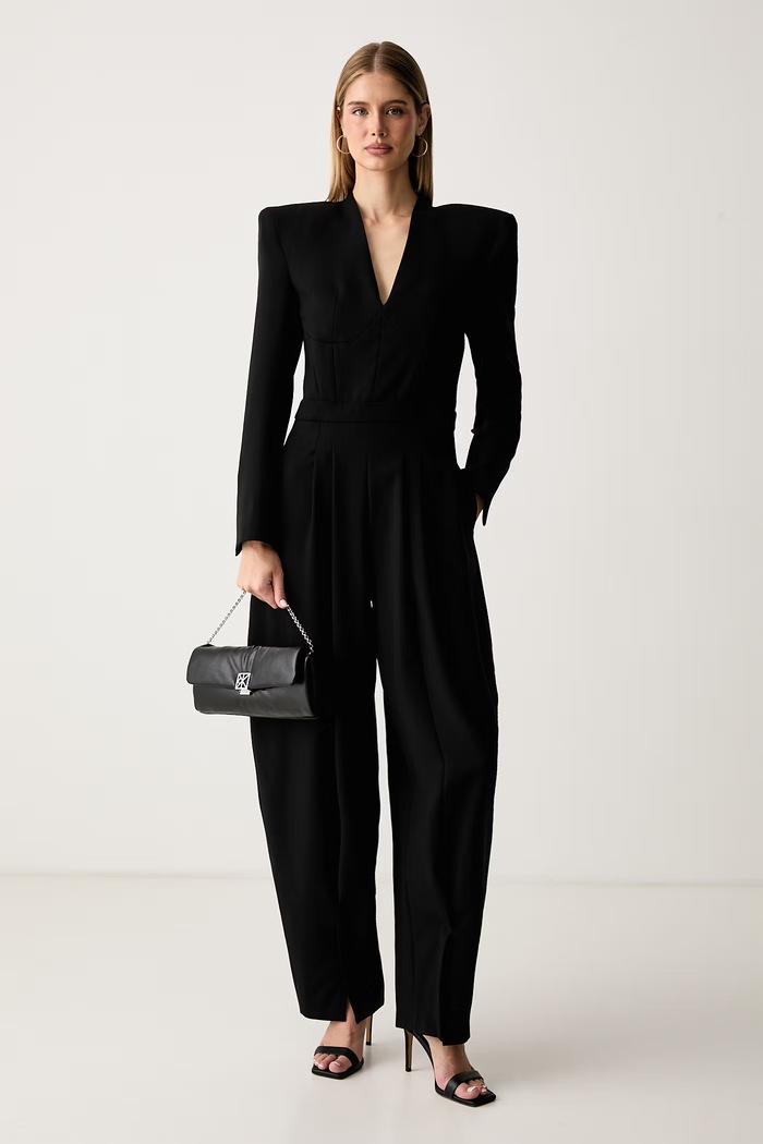 Karl Lagerfeld Гащеризон дамски от вълна B4W13050 черен AW26
