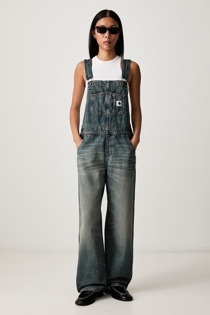 Carhartt WIP Bib Overall Straight salopetă pentru femei I036597 albastru AW26