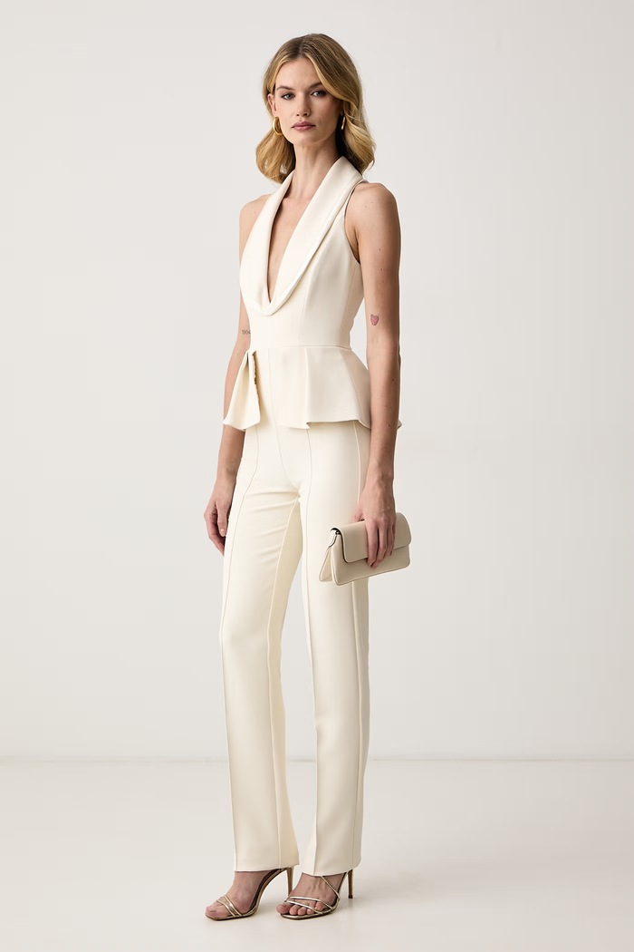 Elisabetta Franchi Kombinezon damski TU06666E2 beżowy AW26
