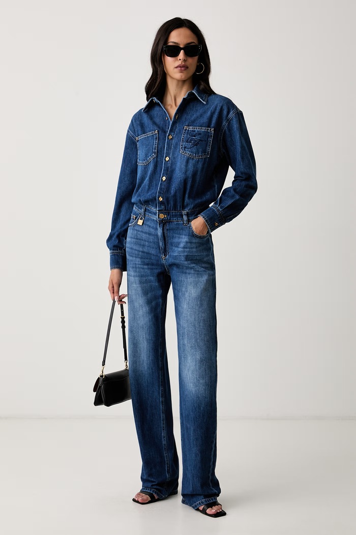 Elisabetta Franchi kombinezon damski jeansowy TJ01D66E2 niebieski AW26