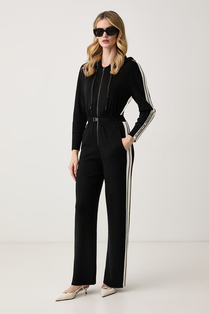 Elisabetta Franchi Kombinezon damski z wiskozą KT71S66E2 czarny AW26
