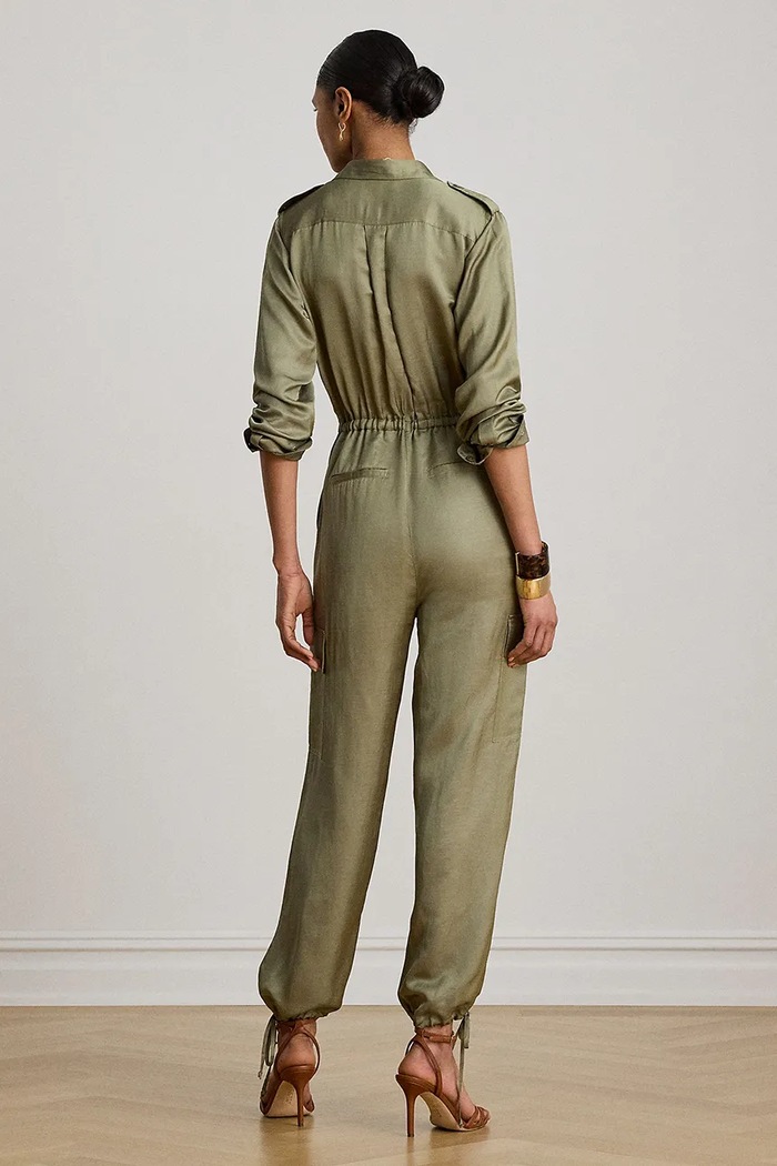 Lauren Ralph Lauren kombinezon damski z dodatkiem lnu 200P13672 zielony AW26